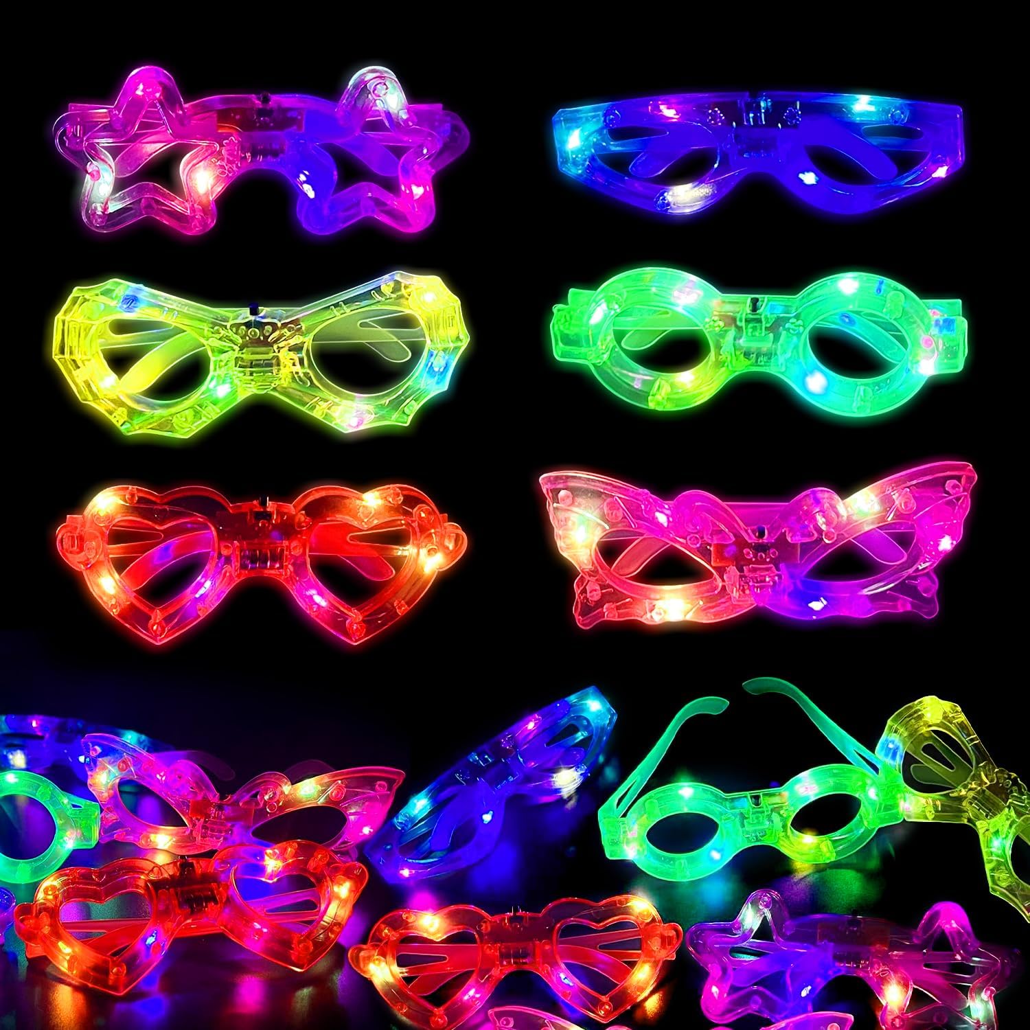 12pcs LED Light Up Glasses Glo - огляд і ціна Glow In The Dark Party Glasses