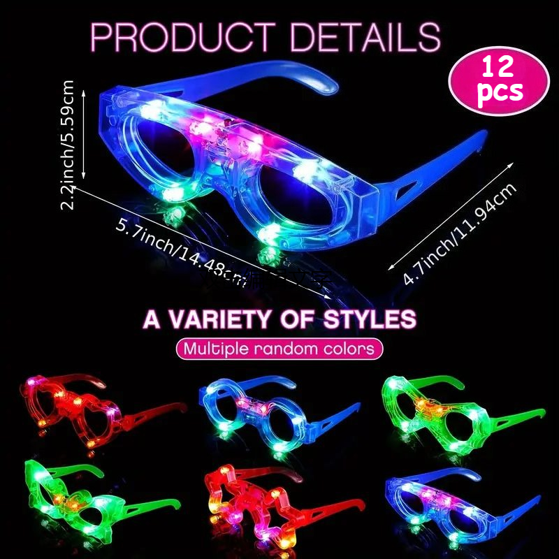 12pcs LED Light Up Glasses Glo - огляд і ціна Glow In The Dark Party Glasses
